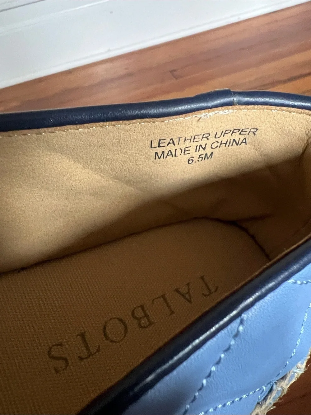 Talbots Izzy Quilted Nappa Espadrilles Blue Leather Cap Toe Size 6.5M